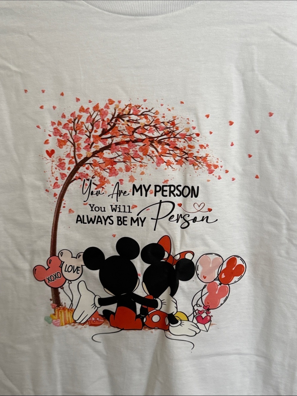White Graphic Short Sleeve Tee with Romantic Mickey Design - Picture 4 of 6